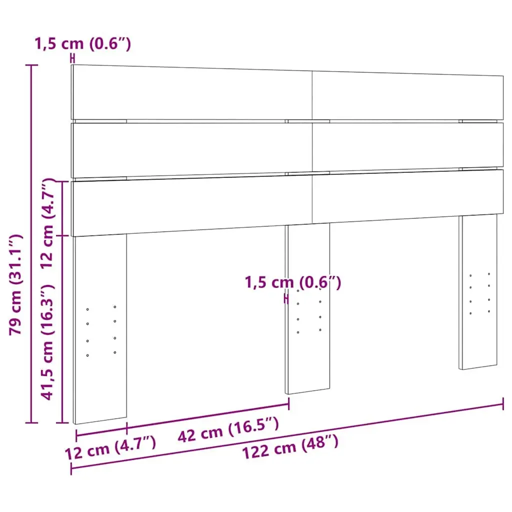 Headboard Solid Wood Oak Brown 120 cm Bedroom Bed Frame Support Backrest