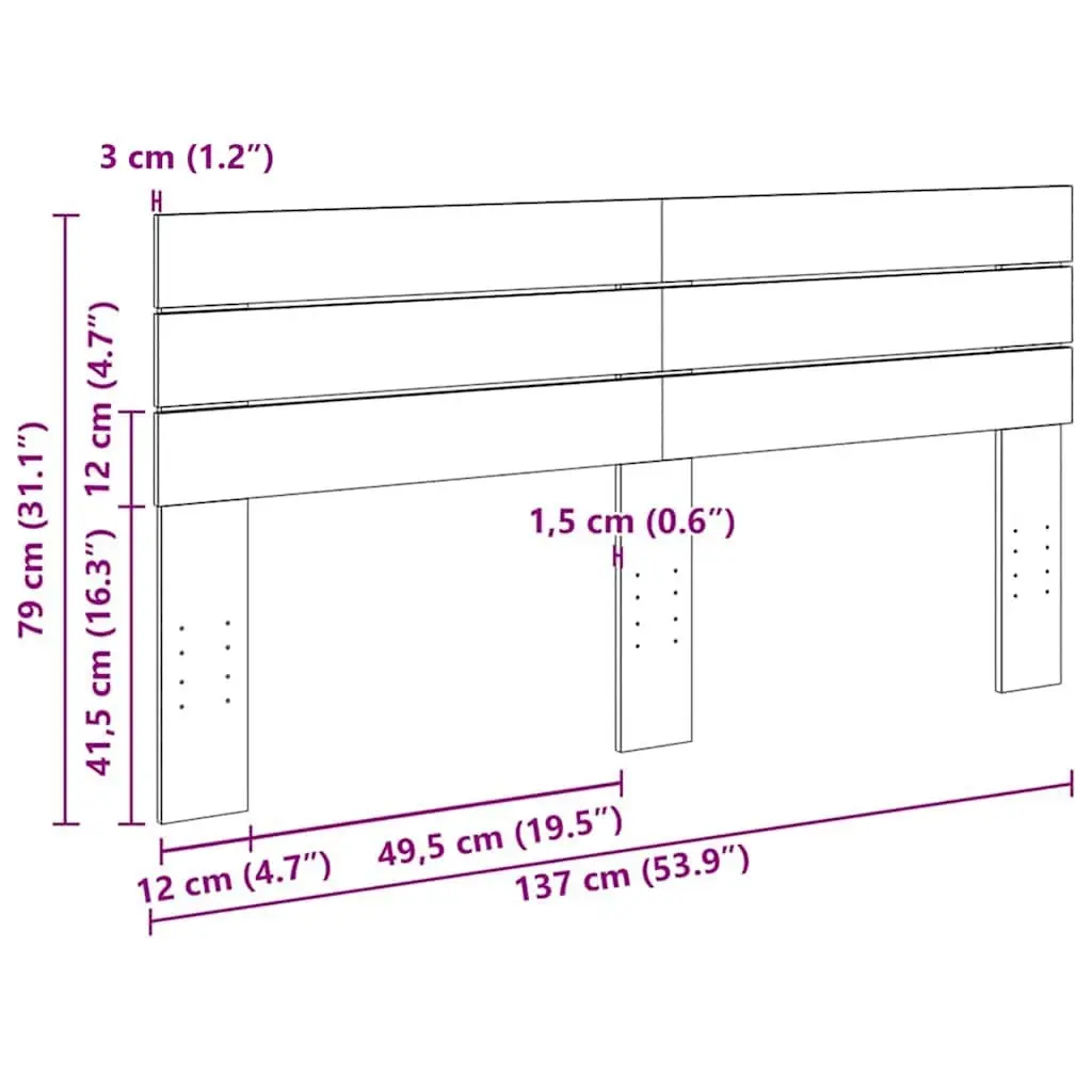 Headboard 135 cm Solid Wood Oak Brown Bed Frame Bedroom Furniture Backing