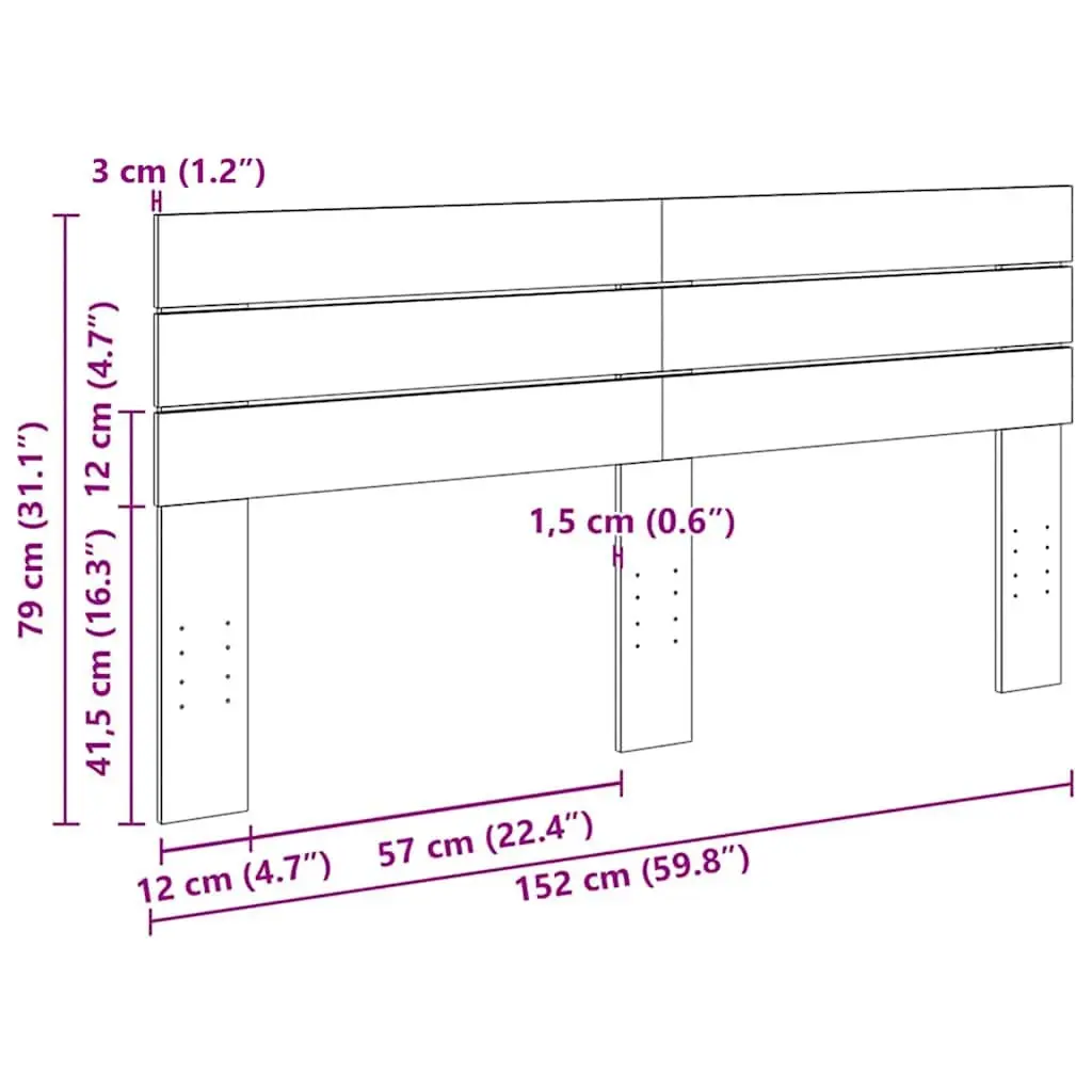 Headboard 150 cm Solid Wood Brown Bedroom Furniture Back Support Bed Accessory