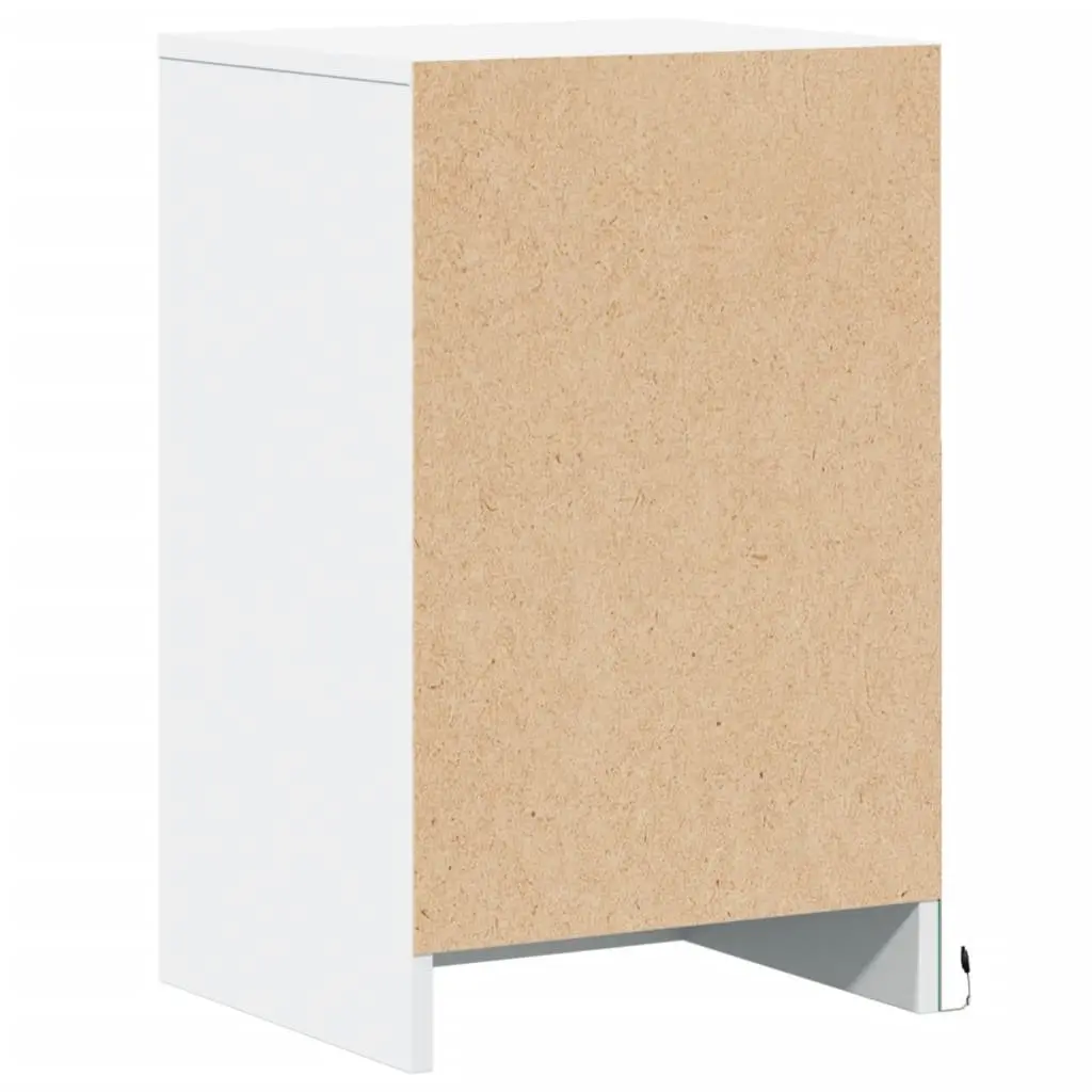 Bedside Cabinet with RGB LED Lights White Engineered Wood