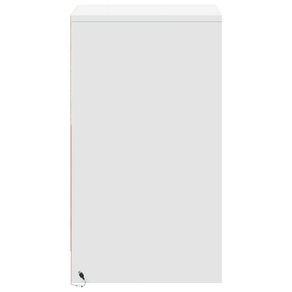 Bedside Cabinet with RGB LED Lights White Engineered Wood