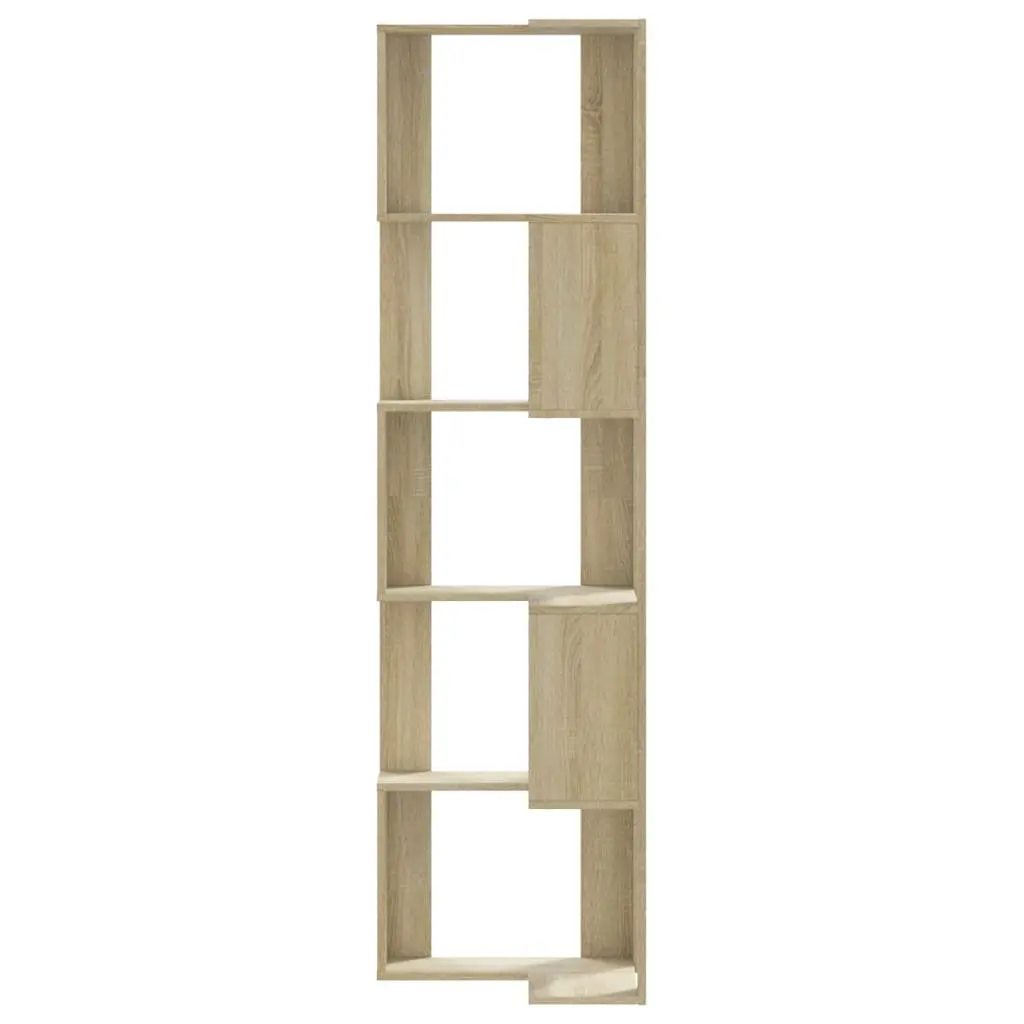 Corner Bookcase 5-Tier Sonoma Oak Engineered Wood Storage Display Shelf