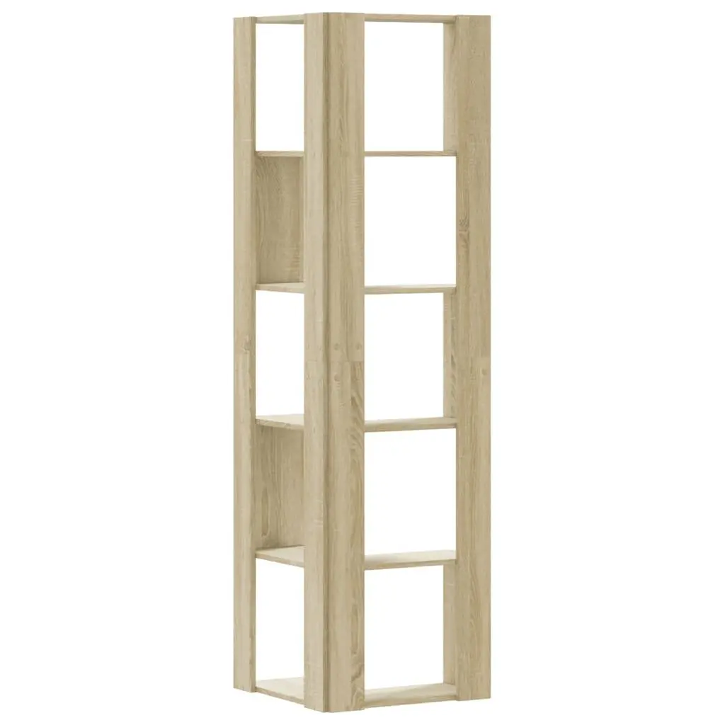 Corner Bookcase 5-Tier Sonoma Oak Engineered Wood Storage Display Shelf