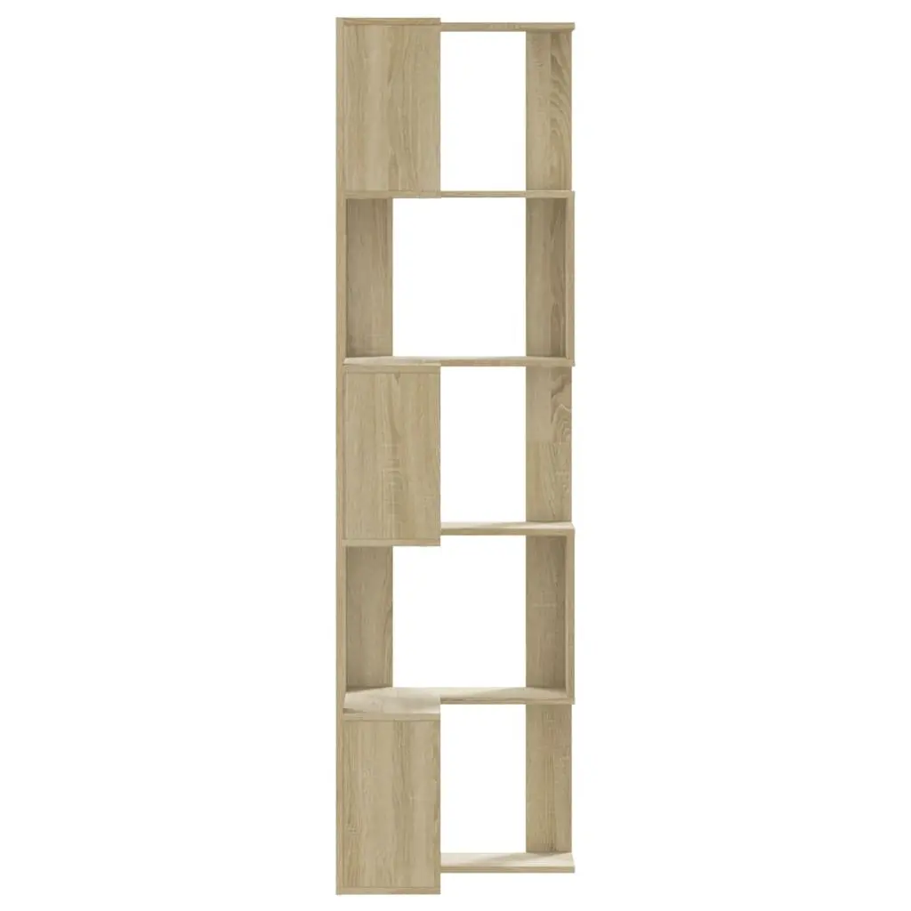Corner Bookcase 5-Tier Sonoma Oak Engineered Wood Storage Display Shelf