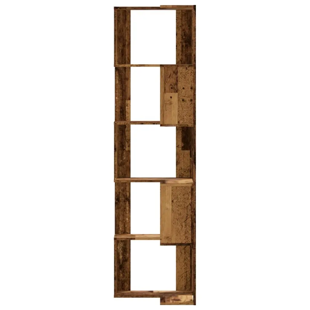 5-Tier Corner Bookcase Brown Engineered Wood Storage Display Unit 50x50x179cm