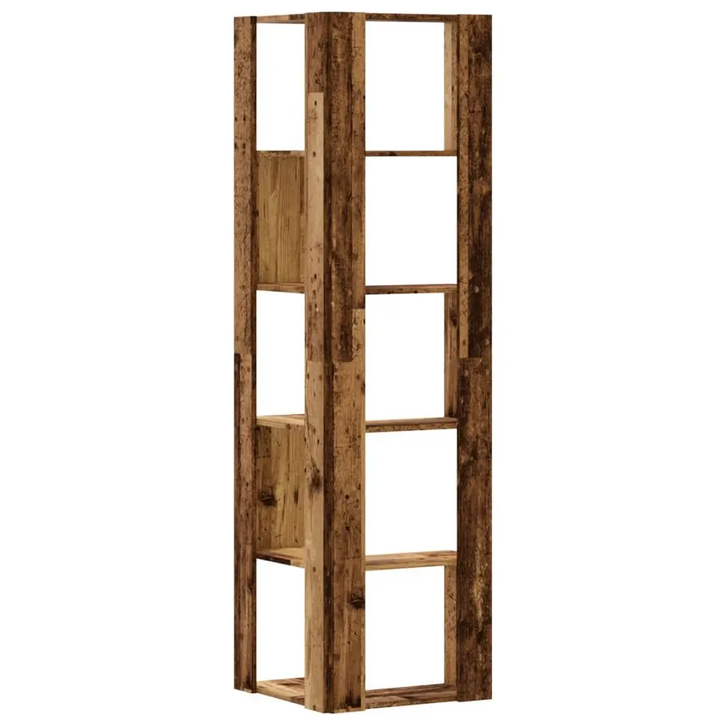 5-Tier Corner Bookcase Brown Engineered Wood Storage Display Unit 50x50x179cm