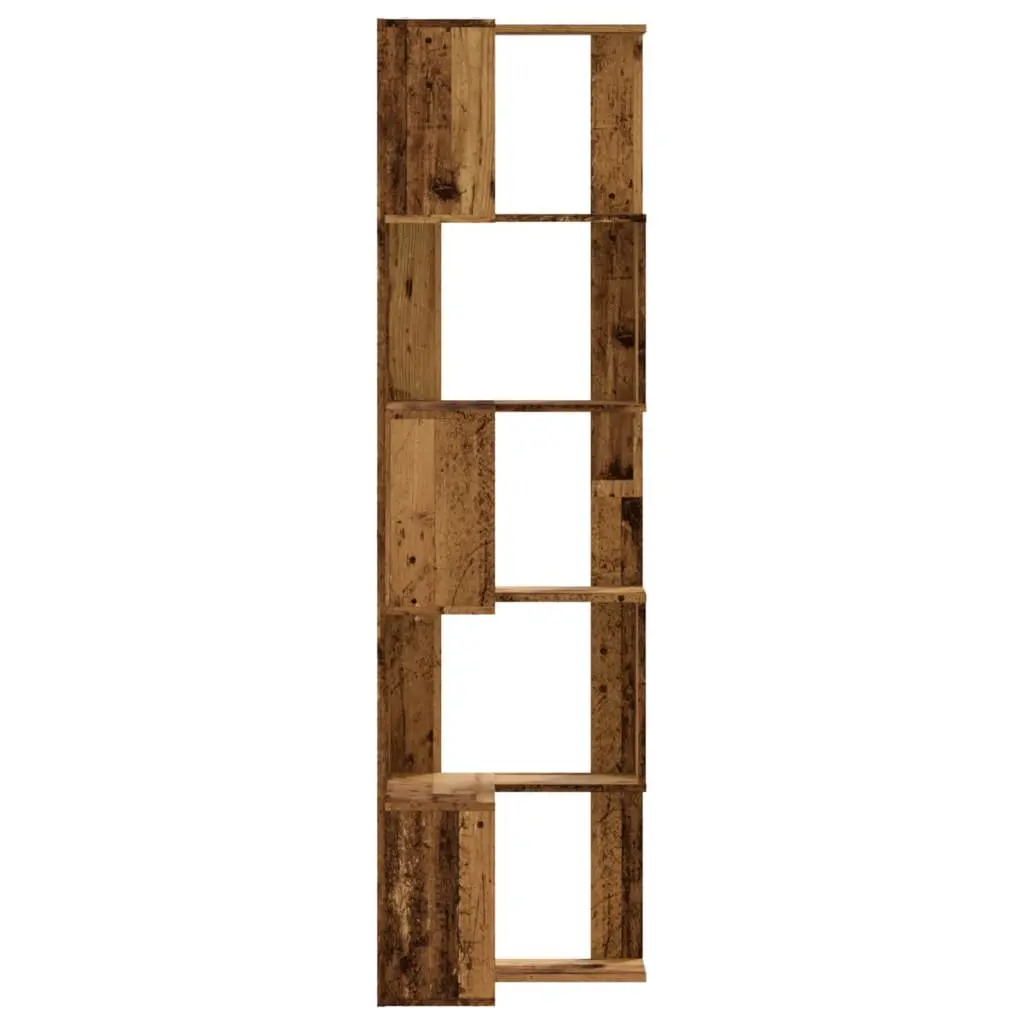 5-Tier Corner Bookcase Brown Engineered Wood Storage Display Unit 50x50x179cm