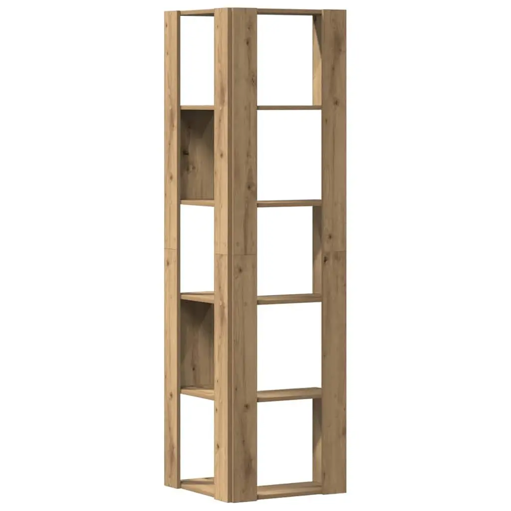 Corner Bookcase 5-Tier Brown Engineered Wood Shelving Unit 50x50x179cm