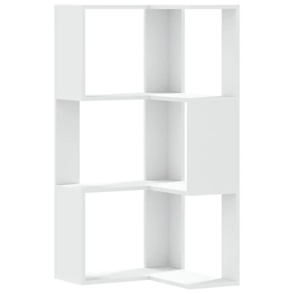 White Corner 3-Tier Storage Shelf Display Unit Engineered Wood