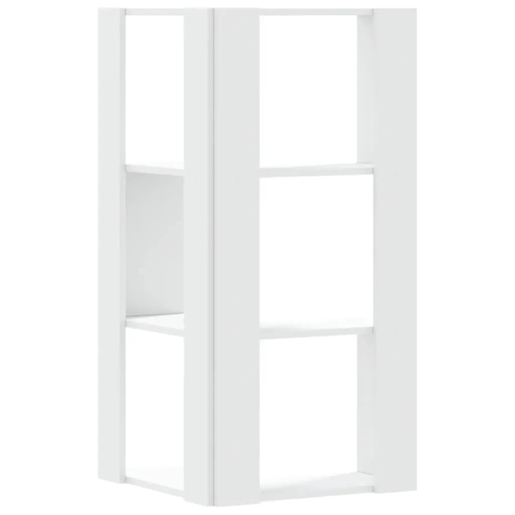 White Corner 3-Tier Storage Shelf Display Unit Engineered Wood
