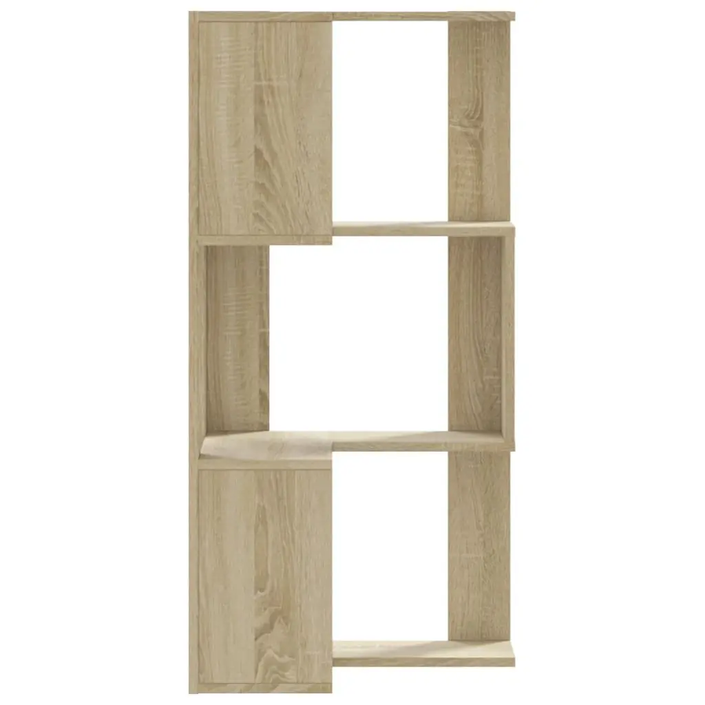 3-Tier Corner Bookcase Compact Storage Shelf Engineered Wood Brown