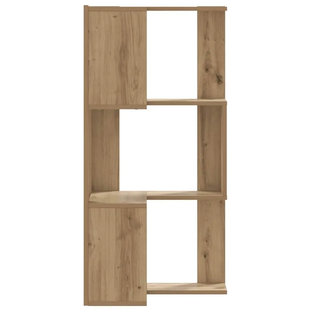Corner Bookcase 3-Tier Compact Storage Shelving Unit Brown Wood