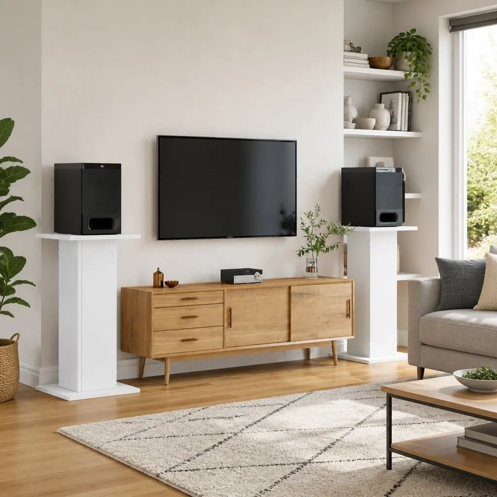 Speaker Stands Engineered Wood White 30x30x80 cm 2 pcs