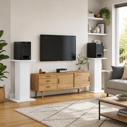 Discover Functional Speaker Stands: 2 pcs White Design