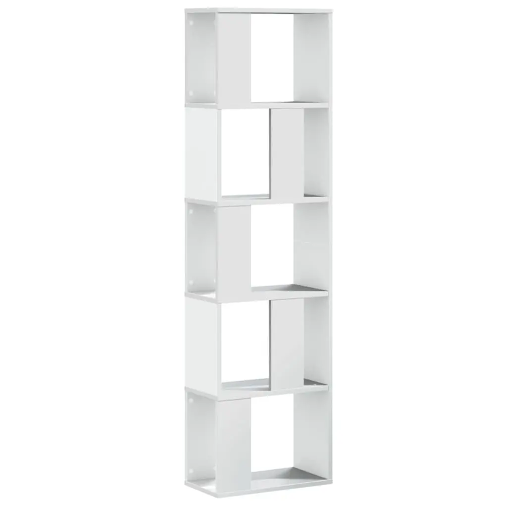 Bookcase 5-Tier White Engineered Wood Storage Shelving Unit 45x23.5x162.5cm