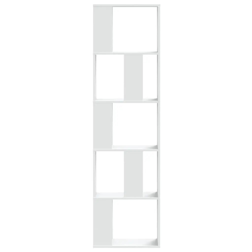 Bookcase 5-Tier White Engineered Wood Storage Shelving Unit 45x23.5x162.5cm