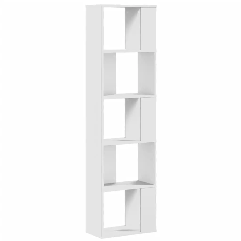 Bookcase 5-Tier White Engineered Wood Storage Shelving Unit 45x23.5x162.5cm