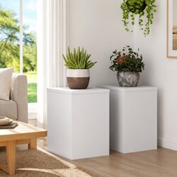 Stylish White Plant Stands for Your Space - 2 pcs Included