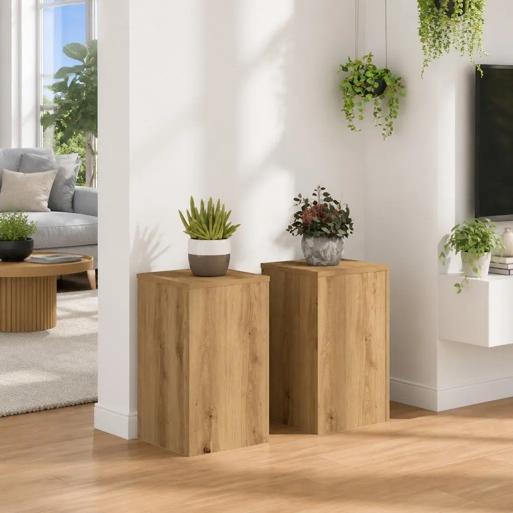 Plant Stands Engineered Wood Brown 30x30x50 cm 2 pcs Flower Display Holder