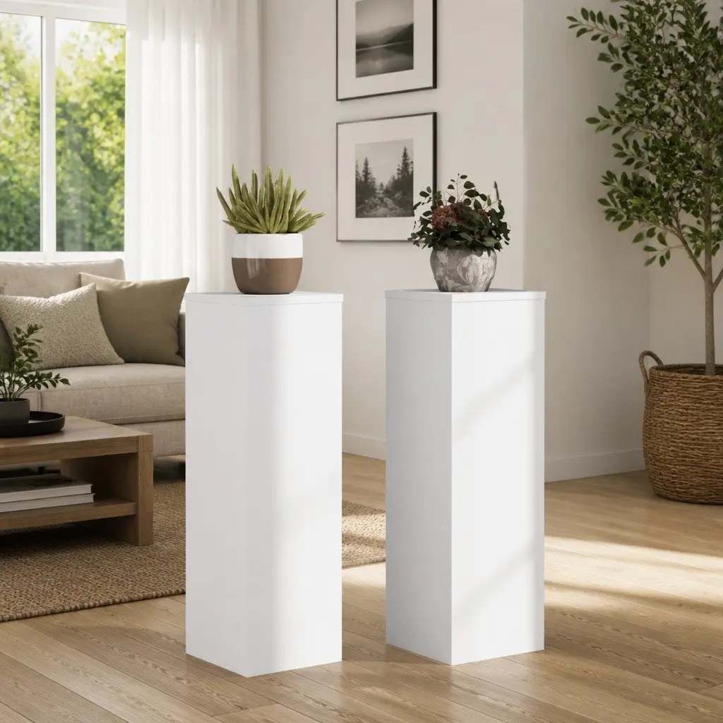 Plant Stands Engineered Wood White 25x25x80 cm 2 Piece
