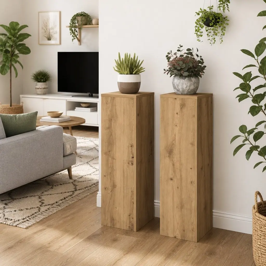 Plant Stands Brown 25x25x80 cm Engineered Wood Flower Display Stand 2 pcs