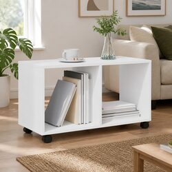 Your Friendly White Rolling Cabinet with Easy Mobility