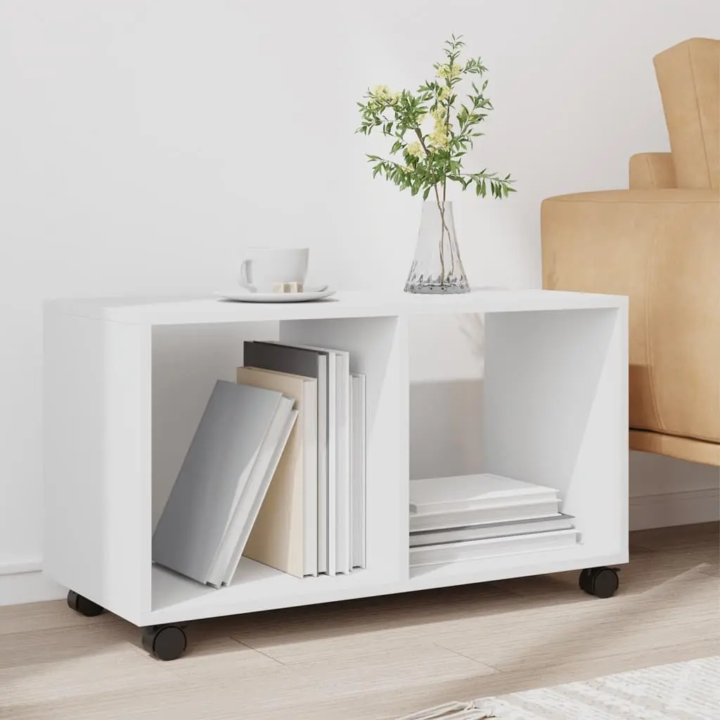 Rolling Cabinet White Open Storage Unit with Swivel Wheels 72 x 33 x 42.5 cm