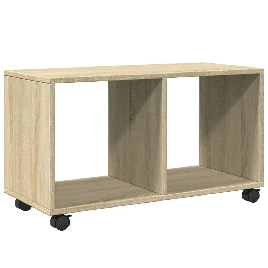 Rolling Cabinet Engineered Wood Brown Storage Furniture with Swivel Wheels 72L x 33W x 42.5H cm