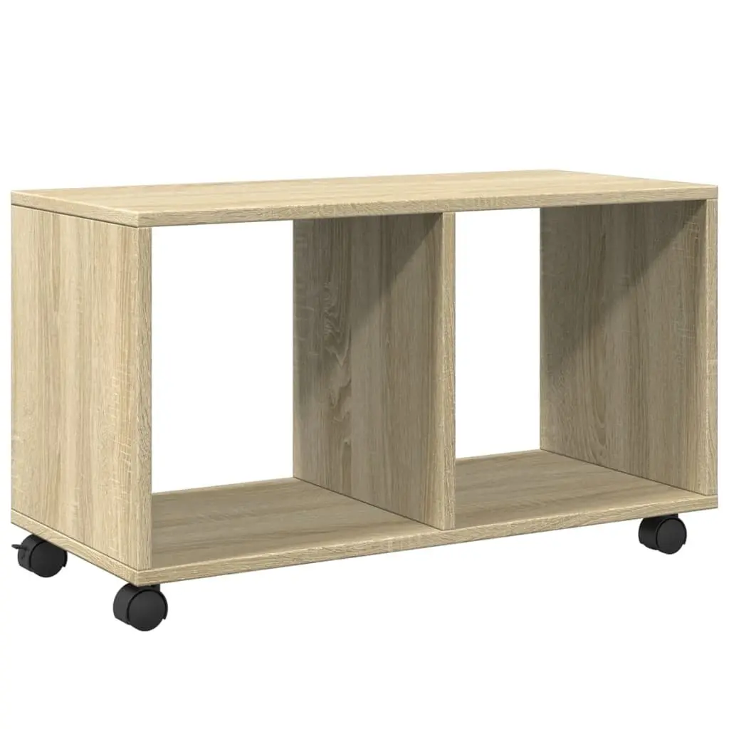 Rolling Cabinet Engineered Wood Brown Storage Furniture with Swivel Wheels 72L x 33W x 42.5H cm