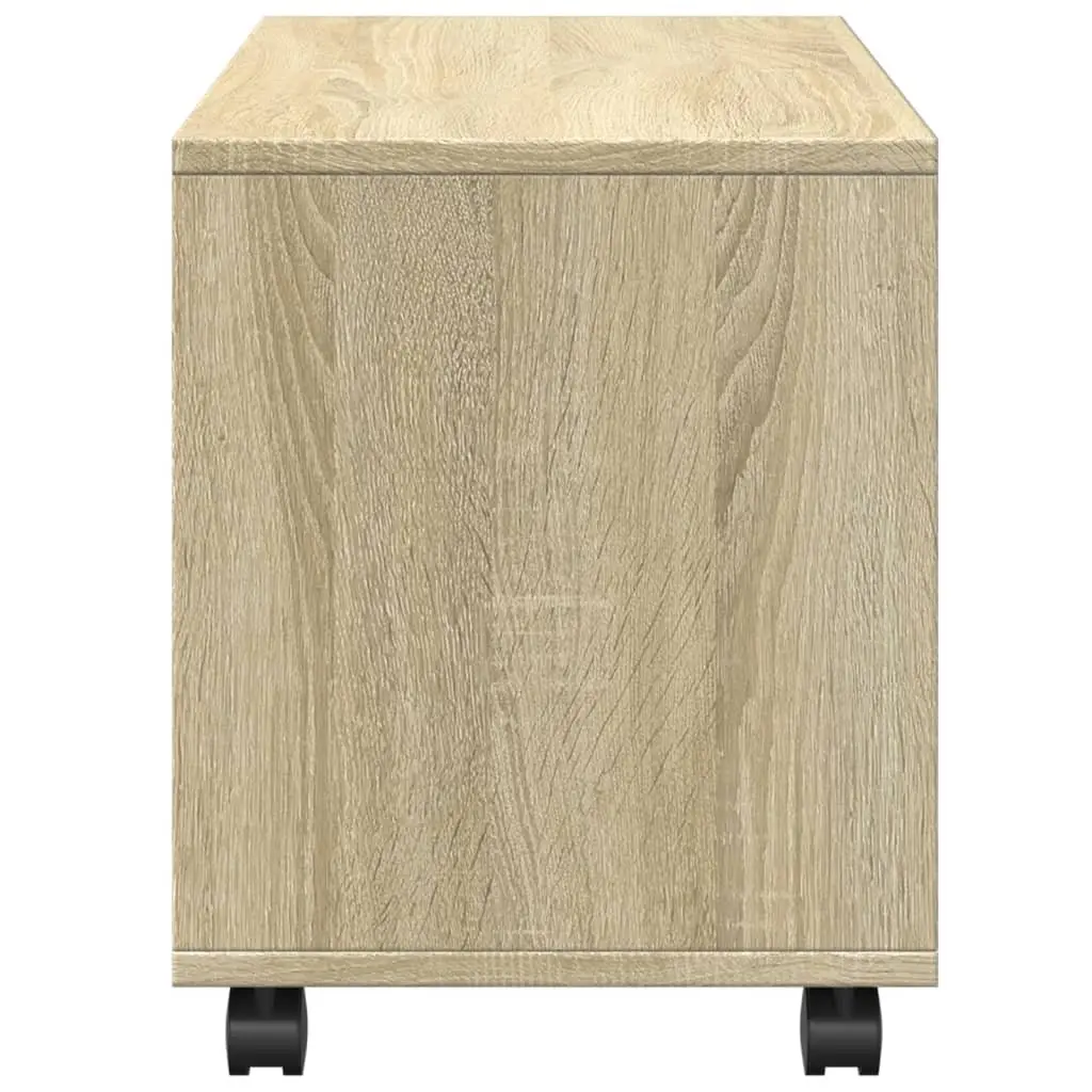 Rolling Cabinet Engineered Wood Brown Storage Furniture with Swivel Wheels 72L x 33W x 42.5H cm