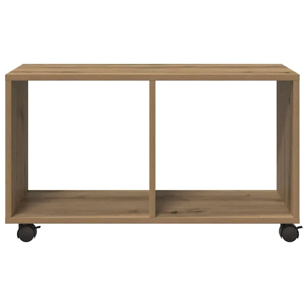Rolling Cabinet Brown Engineered Wood Storage Unit with Swivel Wheels 72 x 33 x 42.5 cm