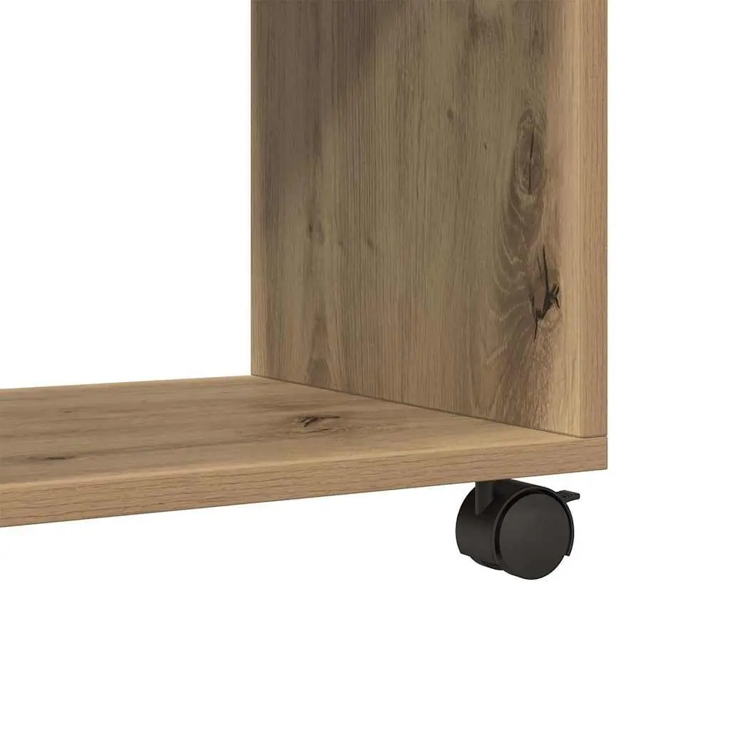 Rolling Cabinet Brown Engineered Wood Storage Unit with Swivel Wheels 72 x 33 x 42.5 cm