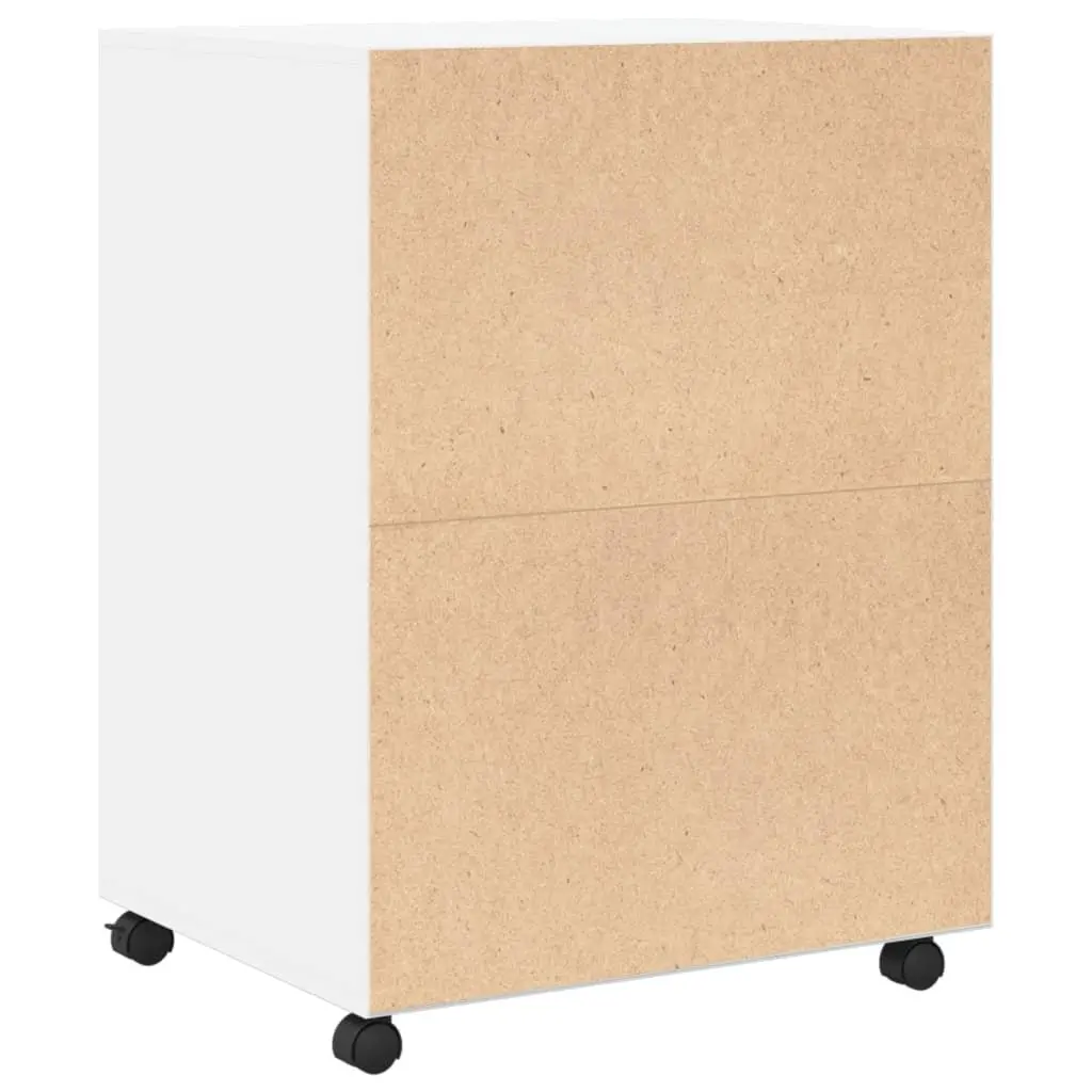 Rolling Cabinet White Storage Organizer Shelves Doors Wheels Home Office