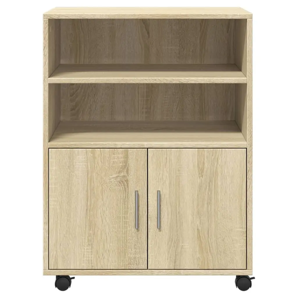 Rolling Cabinet with Shelves and Doors Brown 60x48x81cm