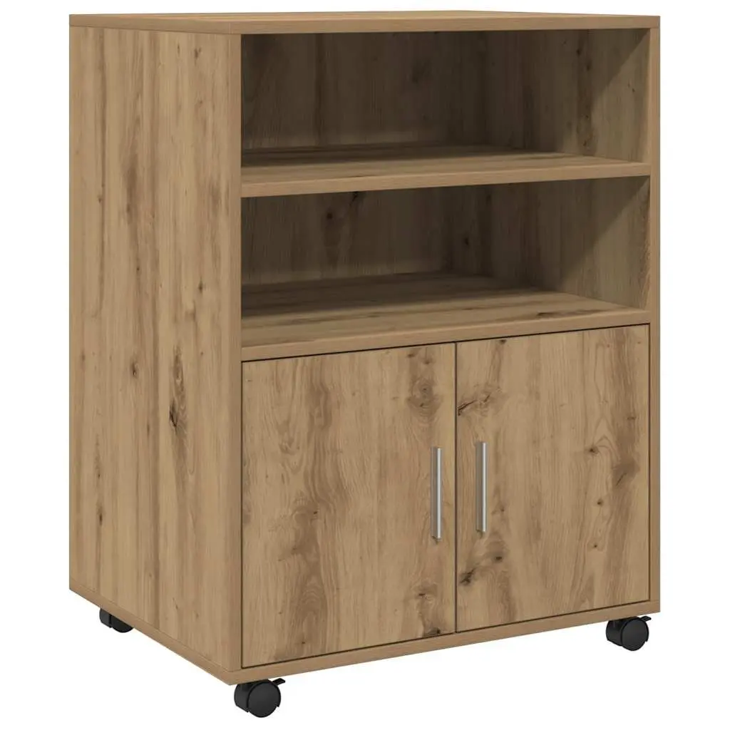 Rolling Cabinet with Shelves and Doors Brown 60x48x81cm