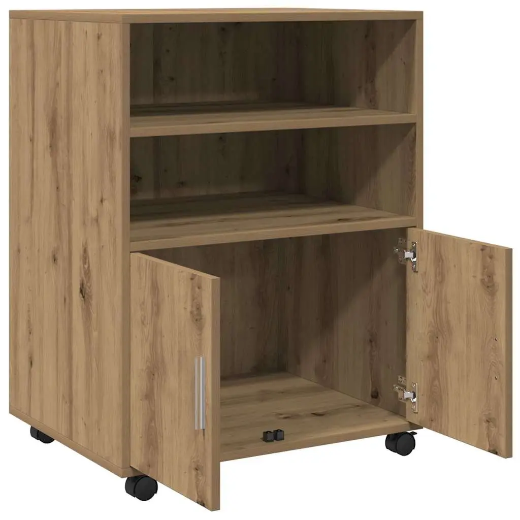 Rolling Cabinet with Shelves and Doors Brown 60x48x81cm
