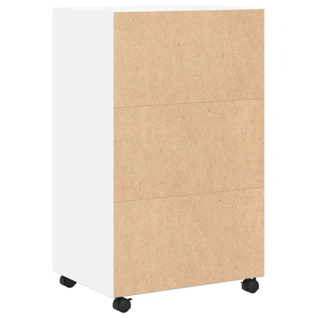 Rolling Cabinet White Storage Furniture with Wheels 55L x 40W x 91H cm