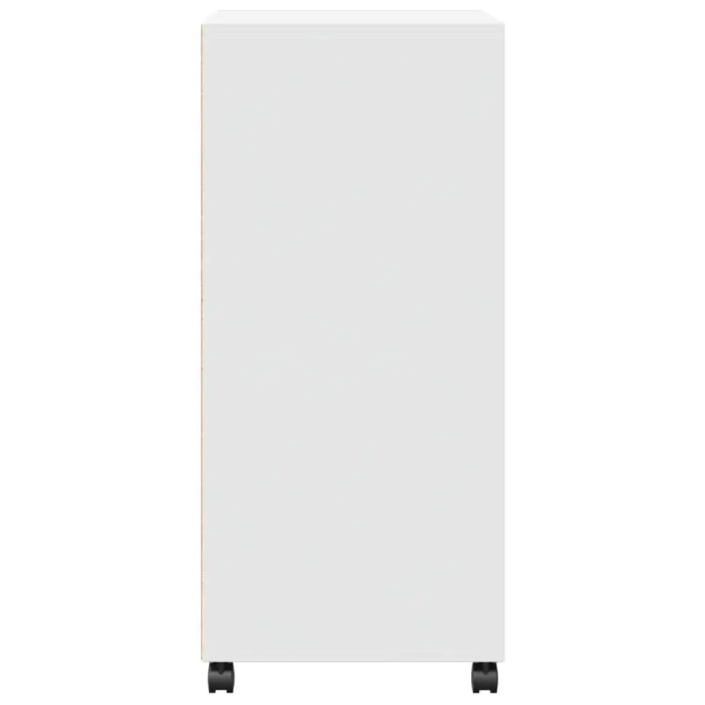 Rolling Cabinet White Storage Furniture with Wheels 55L x 40W x 91H cm