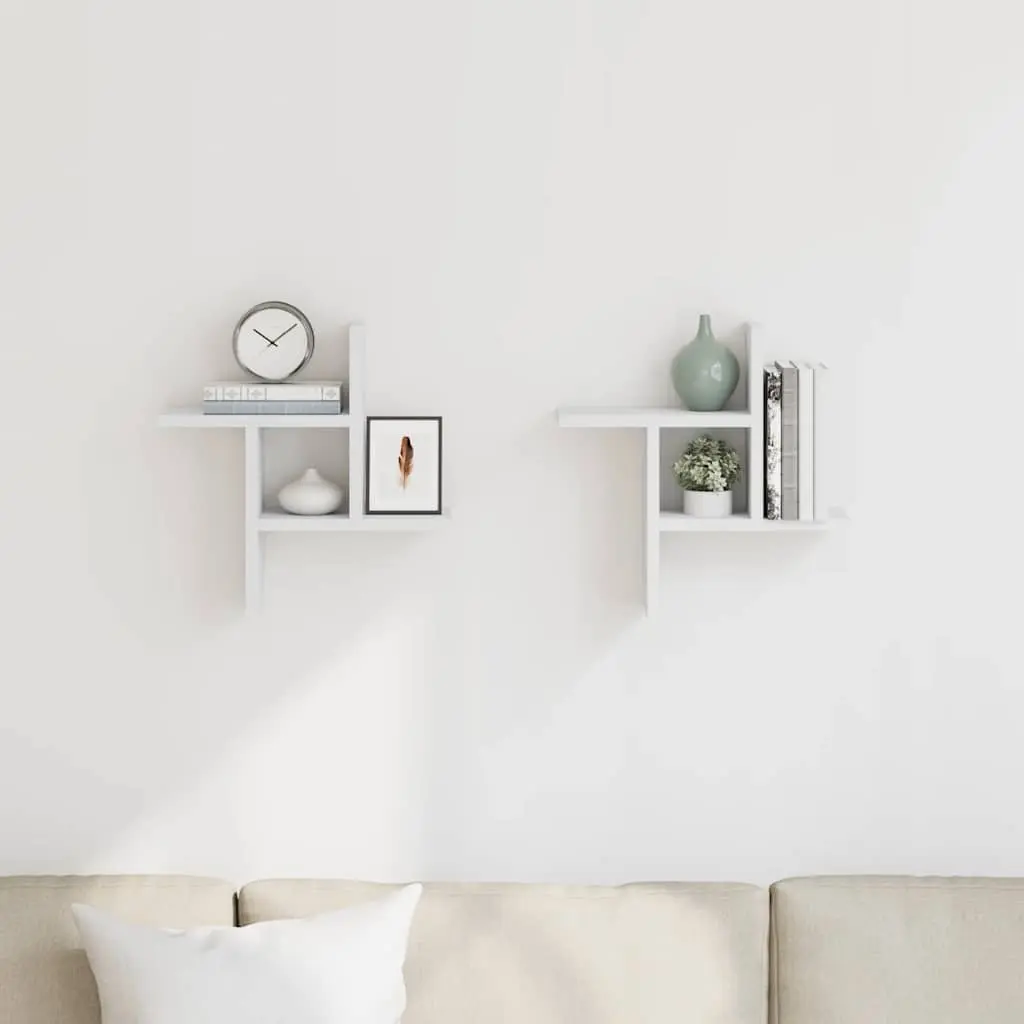 Wall Shelves 2 pcs White 38x12x38 cm Floating Storage Display Shelving Unit