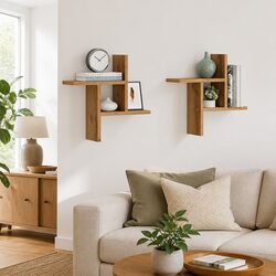 Wall Shelves 2 pcs Brown Floating Storage Display Organiser 38x12x38 cm