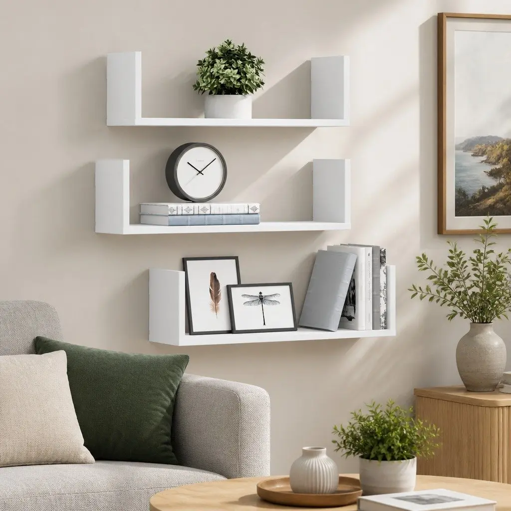 Wall Shelves Floating Storage White 58x18x18 cm Engineered Wood Set of 3
