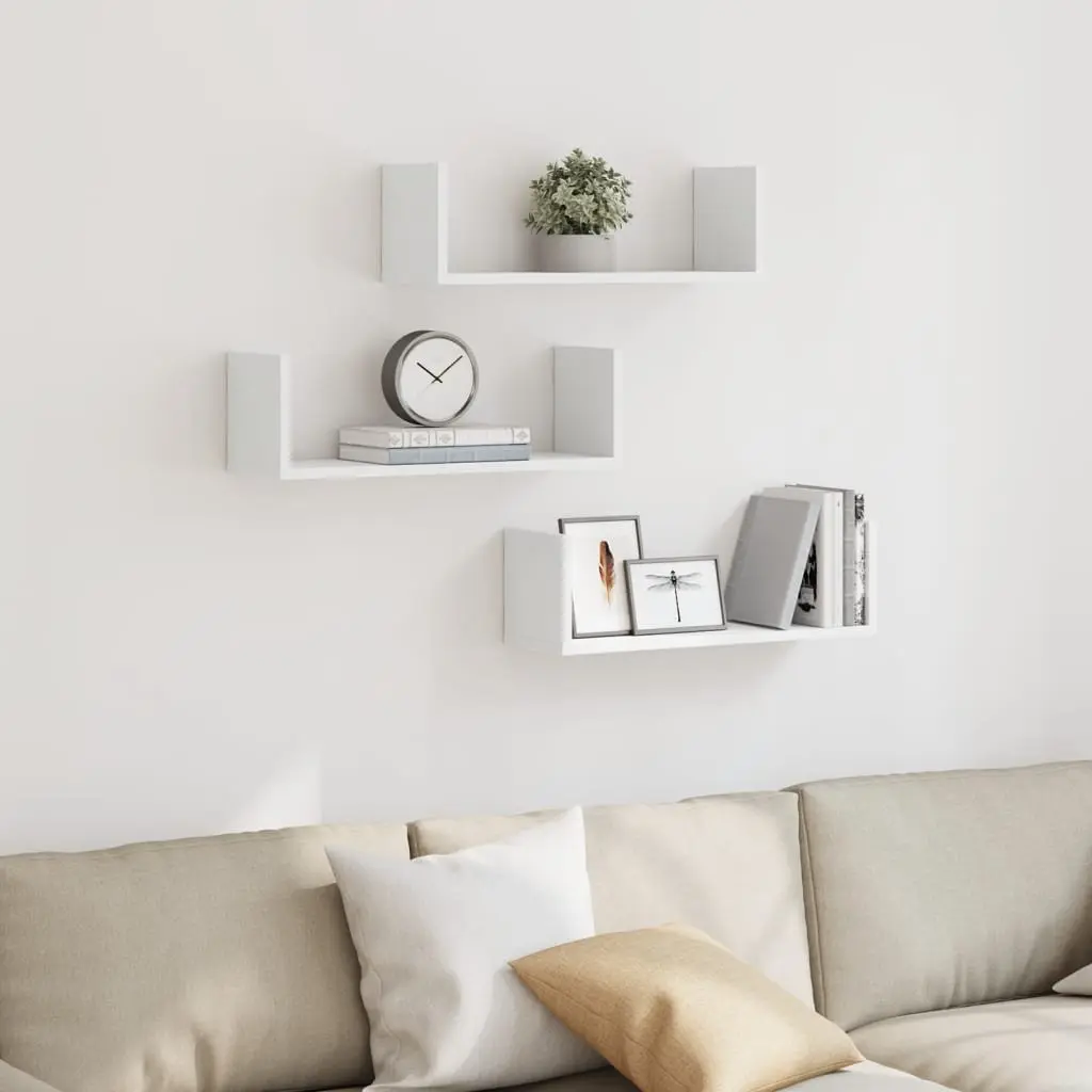 Wall Shelves Floating Storage White 58x18x18 cm Engineered Wood Set of 3
