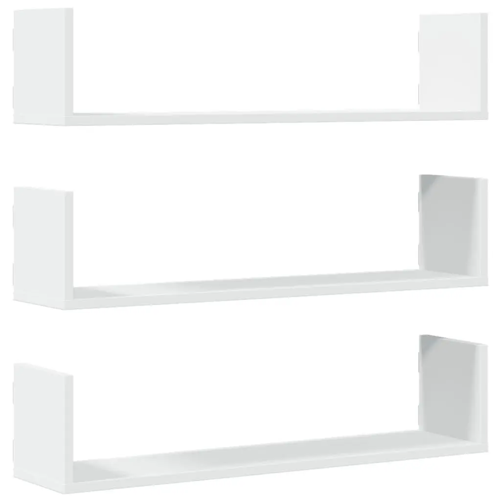 Wall Shelves Floating Storage Display Organiser White 80x18x18 cm 3 Pieces