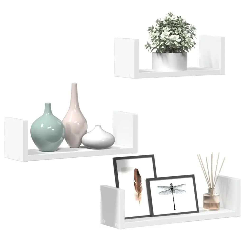 Wall Shelf 3 pcs White Floating Display Storage Shelves for Bedroom Living Room