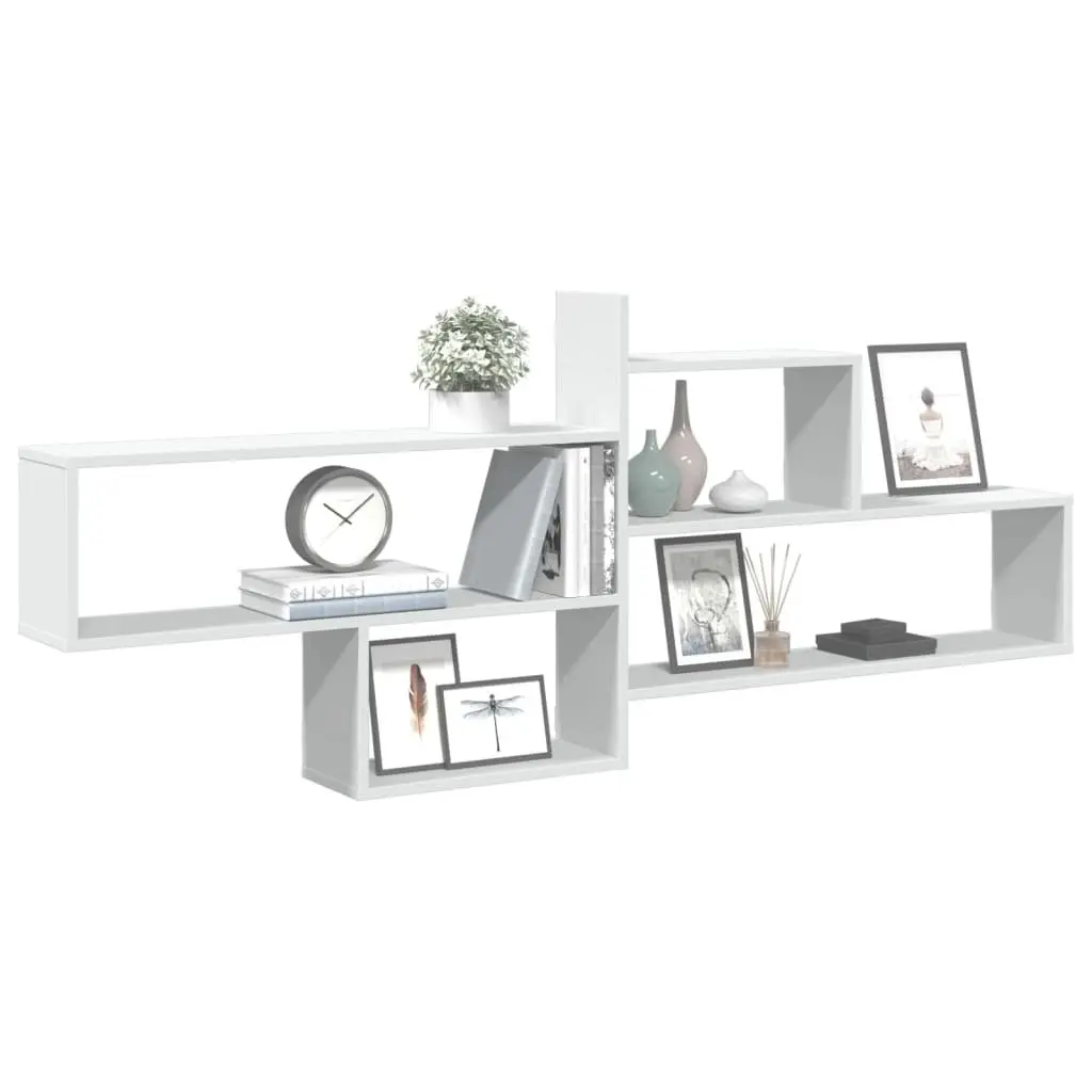 Wall Shelf White Floating Display Storage Organizer Engineered Wood