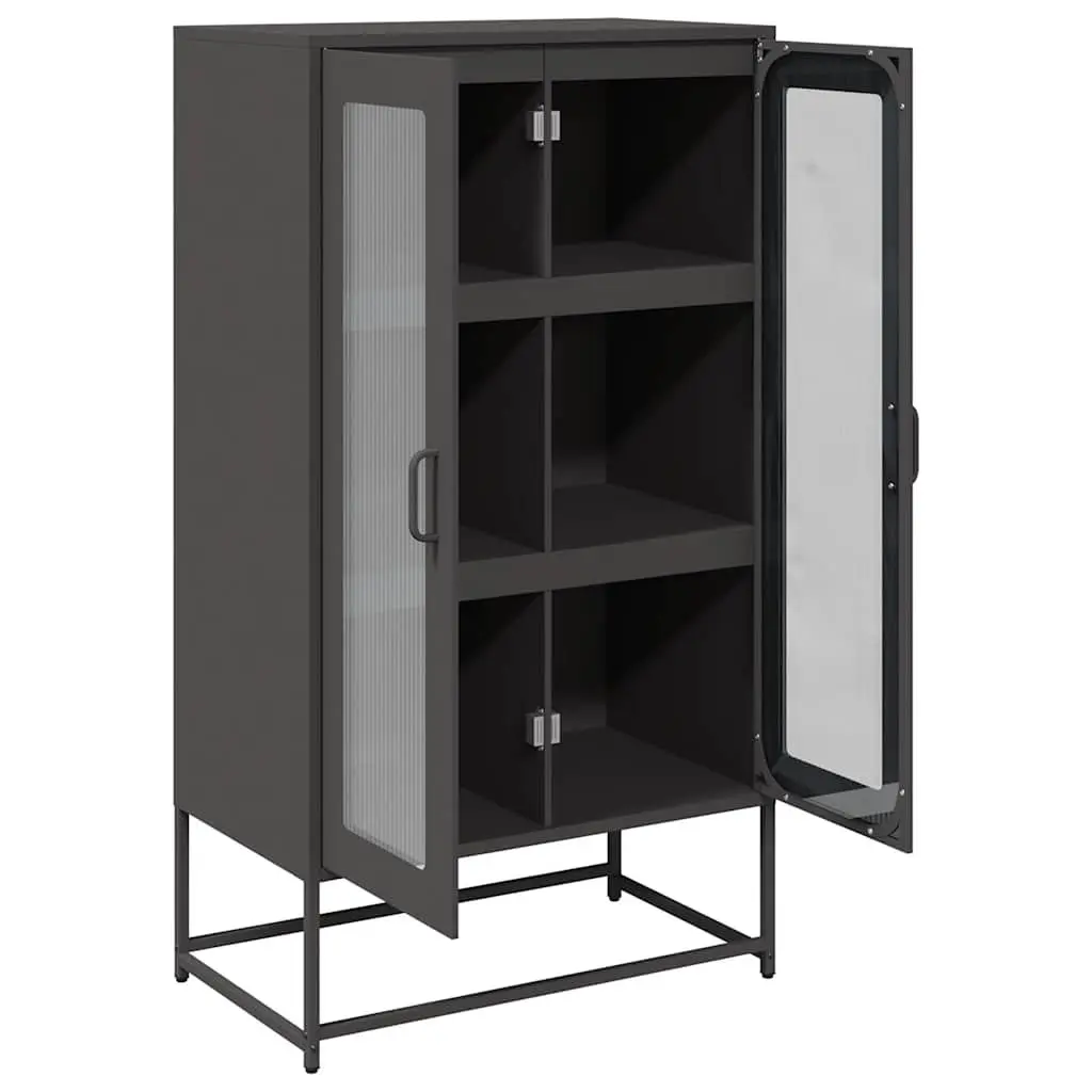 Highboard Storage Cabinet Black Sideboard Buffet Dining Room Furniture Steel