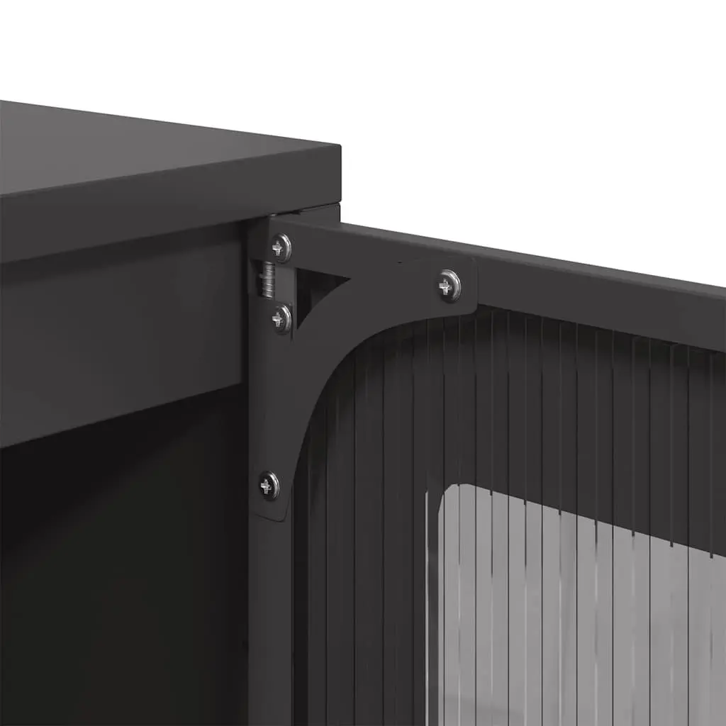 Highboard Storage Cabinet Black Sideboard Buffet Dining Room Furniture Steel