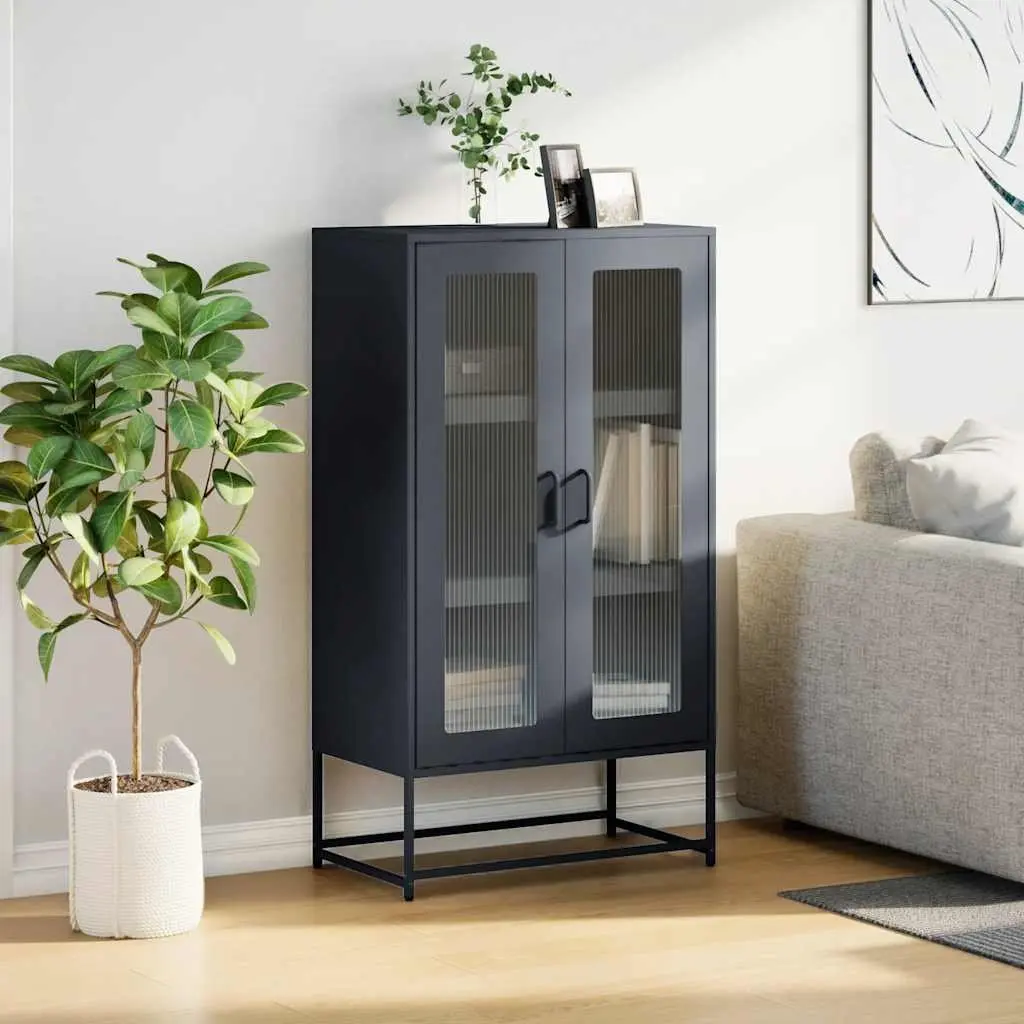Highboard Storage Cabinet Anthracite Sideboard Steel Buffet Furniture
