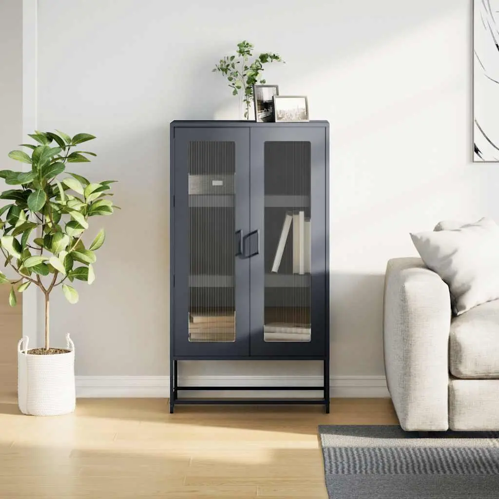 Highboard Storage Cabinet Anthracite Sideboard Steel Buffet Furniture