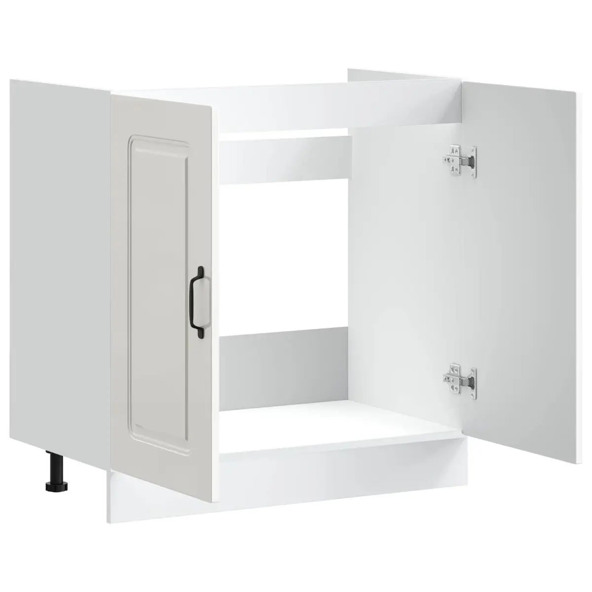 Kitchen Storage Unit Sink Base Cabinet High Gloss White Engineered Wood 80W x 46D x 81.5H cm